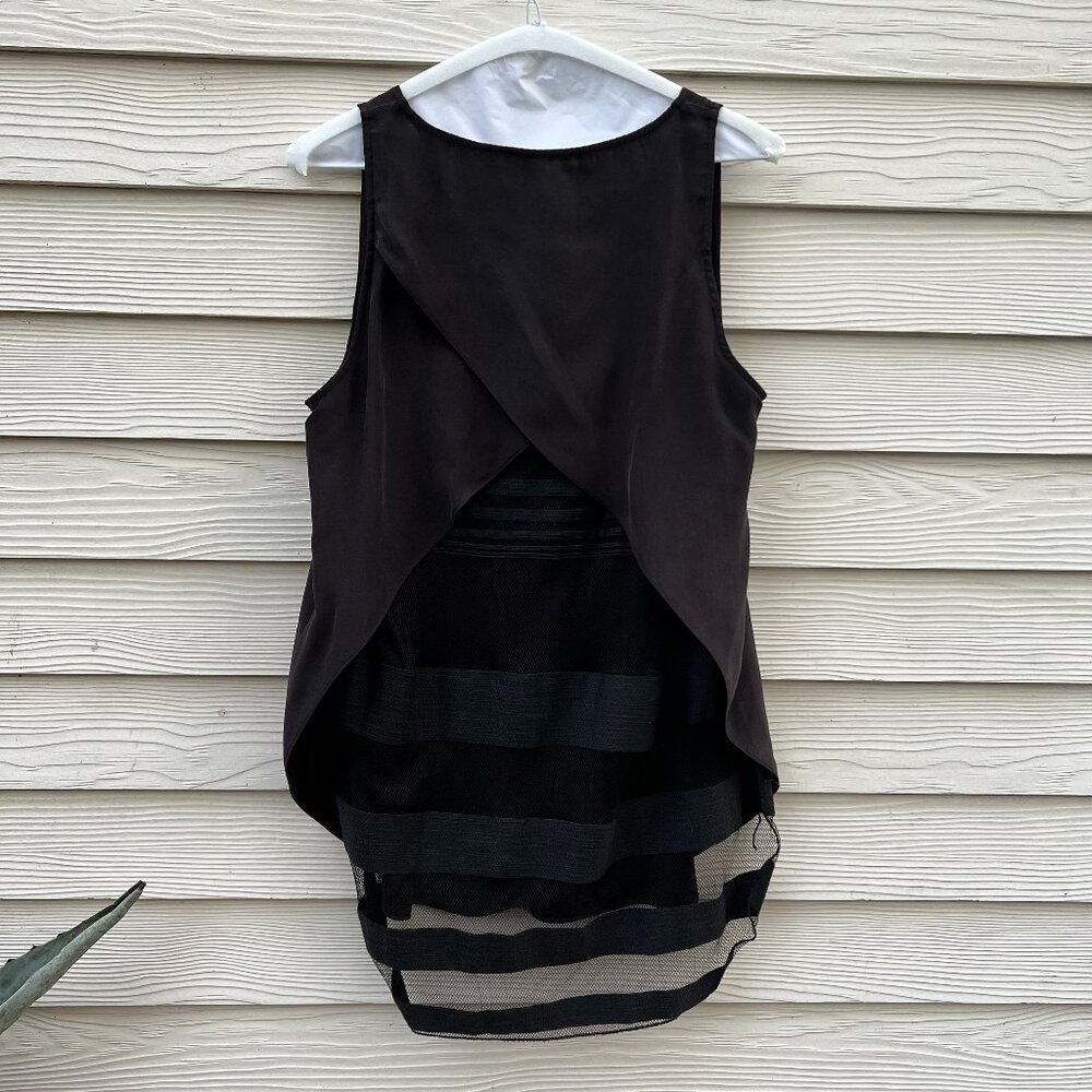 Derek Lam Crosby 10 Black Sheer Back Tank Top